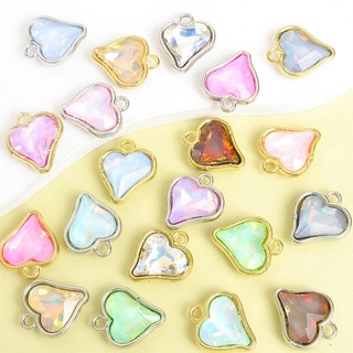 10 Chiếc Mocha Màu Thủy Tinh Pha Lê Tinh Tế Đào Trái Tim Quyến Rũ DIY Choker Vòng Cổ Bông Tai Dây Chuyền Điện Thoại Nhiều Màu Sắc Hình Trái Tim Mặt Dây Trang Sức Thời Trang Bộ Quà Tặng Ngày Lễ