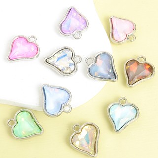 10 Chiếc Mocha Màu Thủy Tinh Pha Lê Tinh Tế Đào Trái Tim Quyến Rũ DIY Choker Vòng Cổ Bông Tai Dây Chuyền Điện Thoại Nhiều Màu Sắc Hình Trái Tim Mặt Dây Trang Sức Thời Trang Bộ Quà Tặng Ngày Lễ