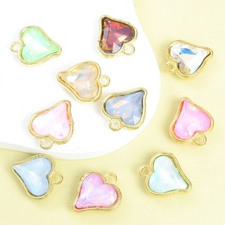 10 Chiếc Mocha Màu Thủy Tinh Pha Lê Tinh Tế Đào Trái Tim Quyến Rũ DIY Choker Vòng Cổ Bông Tai Dây Chuyền Điện Thoại Nhiều Màu Sắc Hình Trái Tim Mặt Dây Trang Sức Thời Trang Bộ Quà Tặng Ngày Lễ