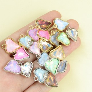 10 Chiếc Mocha Màu Thủy Tinh Pha Lê Tinh Tế Đào Trái Tim Quyến Rũ DIY Choker Vòng Cổ Bông Tai Dây Chuyền Điện Thoại Nhiều Màu Sắc Hình Trái Tim Mặt Dây Trang Sức Thời Trang Bộ Quà Tặng Ngày Lễ