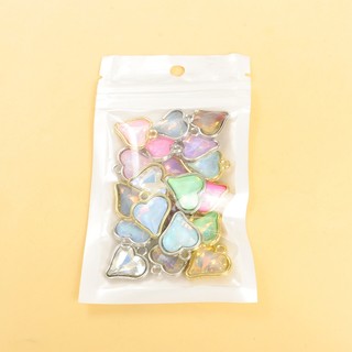 10 Chiếc Mocha Màu Thủy Tinh Pha Lê Tinh Tế Đào Trái Tim Quyến Rũ DIY Choker Vòng Cổ Bông Tai Dây Chuyền Điện Thoại Nhiều Màu Sắc Hình Trái Tim Mặt Dây Trang Sức Thời Trang Bộ Quà Tặng Ngày Lễ