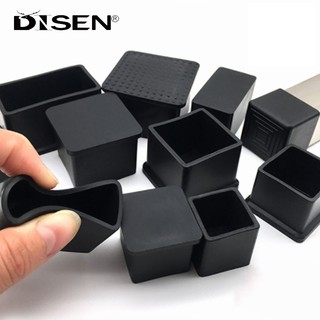 4 Đen PVC Bàn Ghế Chân Đầu Mũ Chống Trơn Trượt Sàn Vuông Cao Su Chân Miếng Lót Sàn Bảo Vệ Đồ Nội Thất Phụ Kiện