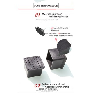 4 Đen PVC Bàn Ghế Chân Đầu Mũ Chống Trơn Trượt Sàn Vuông Cao Su Chân Miếng Lót Sàn Bảo Vệ Đồ Nội Thất Phụ Kiện