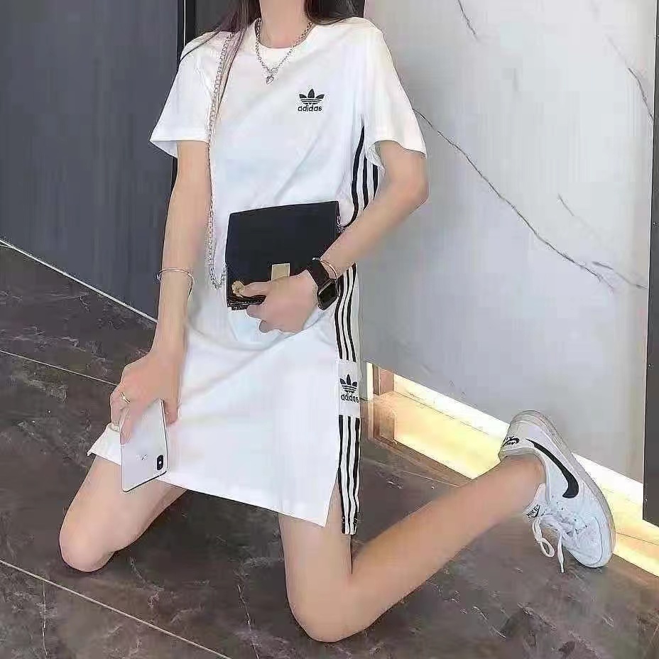 Đầm Thun Ngắn Tay In Họa Tiết Phong Cách Hàn Quốc Thời Trang Cho Nữ