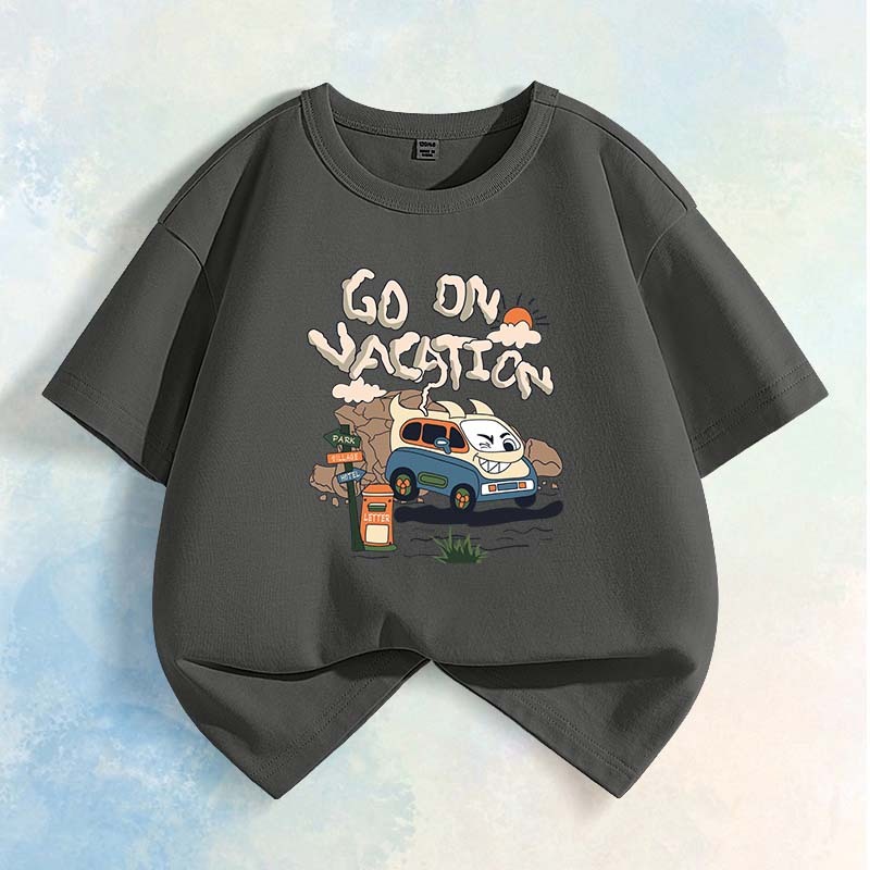 [110cm-160cm] W.G.Q  Áo thun bé trai / bé gái , vải Cotton nguyên chất mềm mại thoải mái
