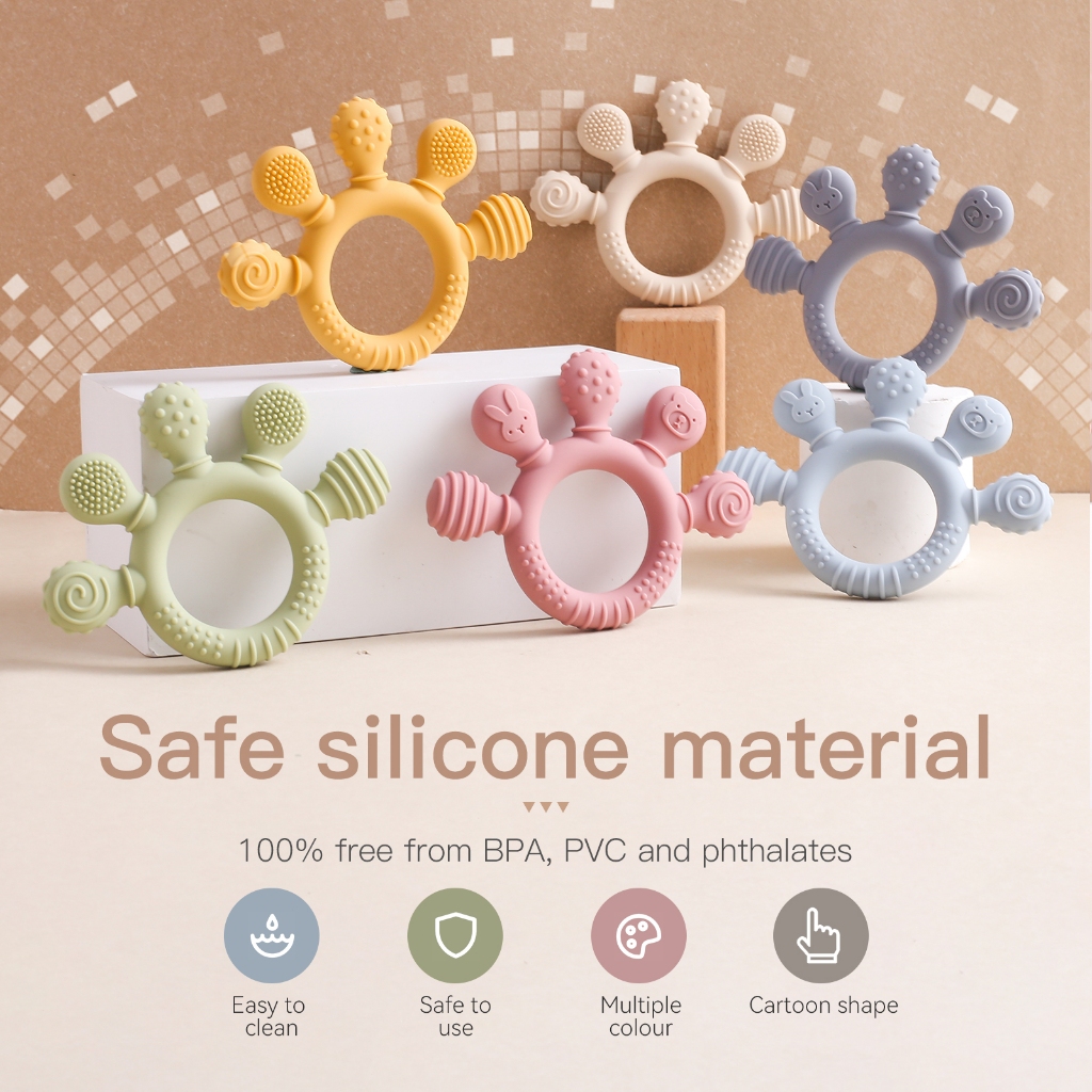 Ảnh Bé Silicone Miếng Dán Hình Động Vật Bé Răng Hàm Đồ Chơi BPA MIỄN PHÍ Cấp Thực Phẩm Làm Dịu Mọc Răng Cắn Đồ Chơi 4