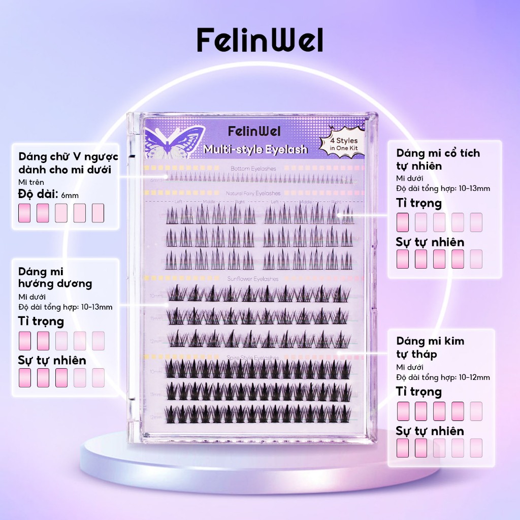 FelinWel - Bộ Mi Cụm Đa Dạng Kiểu, Phù Hợp Cho Cả Mắt Trên Và Dưới - Tái Sử Dụng & Bao Gồm Đầy Đủ Dụng Cụ