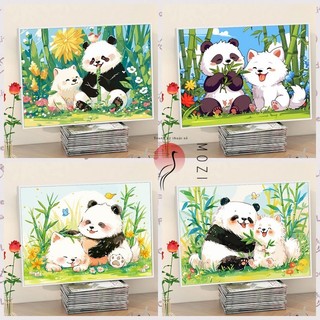 MOZI✨30 * 40cm / 40 * 50cm chú gấu trúc dễ thương tranh tô màu theo số tranh số hóa tranh sơn dầu số hoá Gấu Trúc Dễ Thương Chó Kỹ Thuật Số Tranh Sơn Dầu Tự Làm Đầy Tranh Sơn Màu Tranh Vẽ Tay Tranh Sơn Dầu Tranh Trang Trí 2024 Phong Cách Mới