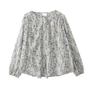 Phong cách hàn quốc nữ nữ dáng rộng voan flroal áo sơ mi dài tay áo baju baju wanita lengan panjang