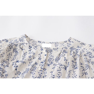Phong cách hàn quốc nữ nữ dáng rộng voan flroal áo sơ mi dài tay áo baju baju wanita lengan panjang