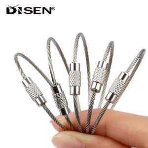 10 Chiếc Dây Dây Móc Chìa Khóa Dây Thép Không Gỉ Móc Khóa Carabiner Cáp Chìa Khóa Đi Bộ Đường Dài Ngoài Trời 110 / 150 / 200 / 250mm