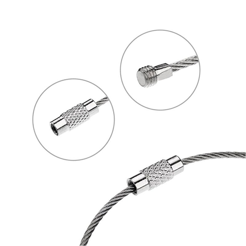10 Chiếc Dây Dây Móc Chìa Khóa Dây Thép Không Gỉ Móc Khóa Carabiner Cáp Chìa Khóa Đi Bộ Đường Dài Ngoài Trời 110 / 150 / 200 / 250mm