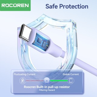 Cáp Rocoren USB Type C Fast Charing 3A Cáp silicon lỏng cho iPh15 Samsung Xiaomi Huawei