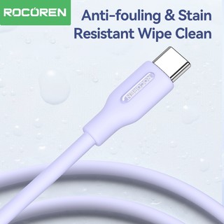 Cáp Rocoren USB Type C Fast Charing 3A Cáp silicon lỏng cho iPh15 Samsung Xiaomi Huawei