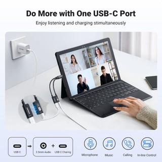 Bộ chuyển đổi Ugreen 2 trong 1 USB C sang Hifi Âm thanh 3,5 mm, sang Cáp sạc USB C PD 60W có vỏ từ tính cho iPhone 17