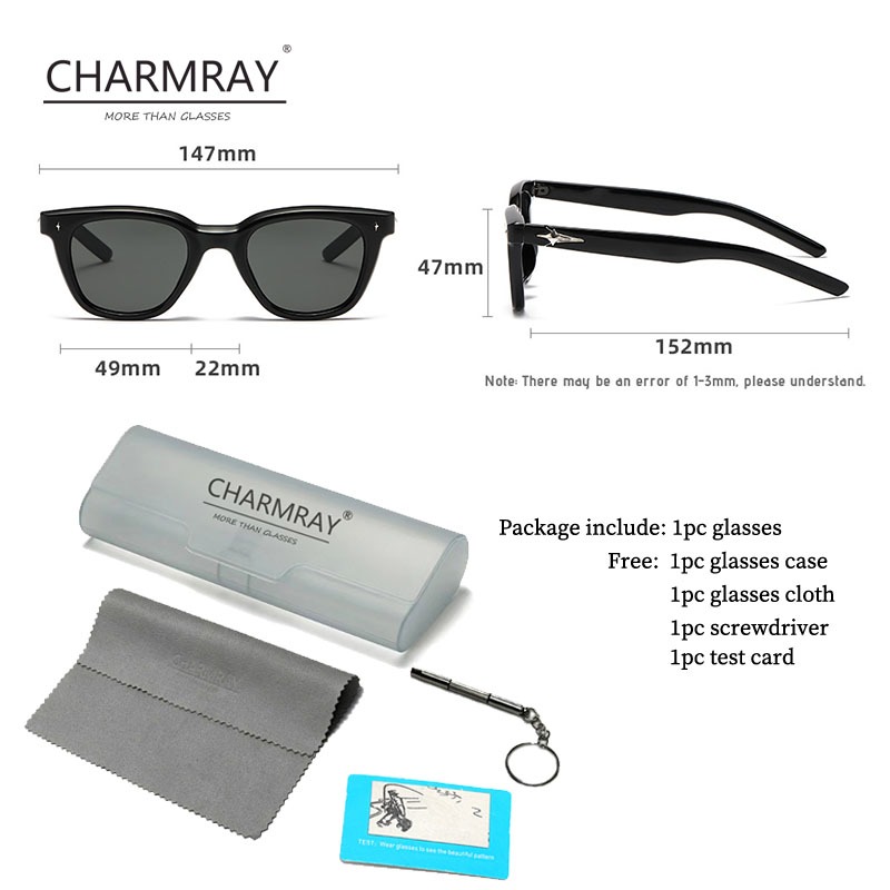 Charmray Kính râm gọng vuông thời trang UV400 dành cho nữ và nam giới | BigBuy360 - bigbuy360.vn