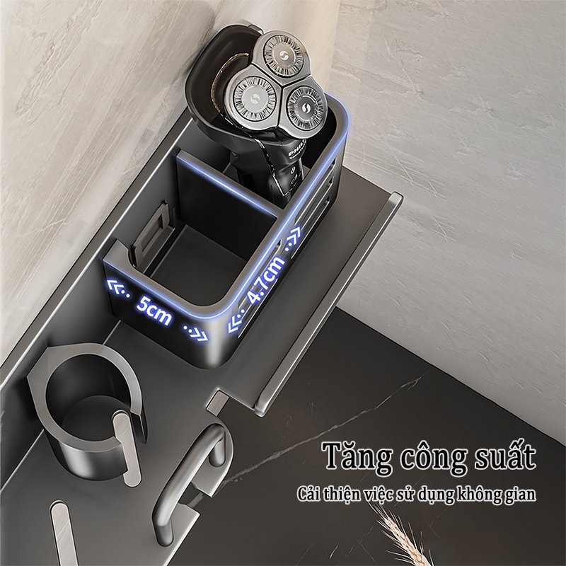 Ảnh Meidoo Giá Đỡ Bàn Chải Đánh Răng Điện Bằng Nhôm Không Đục Lỗ Đa Năng Tiện Dụng 3