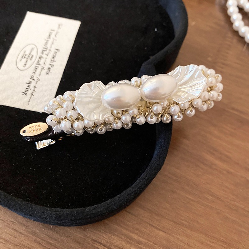 Ngọc Trai Đơn Giản handmade Kẹp Tóc Pháp Thanh Lịch Tính Khí Nổ Bên Mỏ Vịt Kẹp Thời Trang Đa Năng Kẹp Tóc Phụ Kiện Tóc Cho Nữ