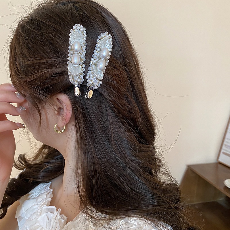 Ngọc Trai Đơn Giản handmade Kẹp Tóc Pháp Thanh Lịch Tính Khí Nổ Bên Mỏ Vịt Kẹp Thời Trang Đa Năng Kẹp Tóc Phụ Kiện Tóc Cho Nữ