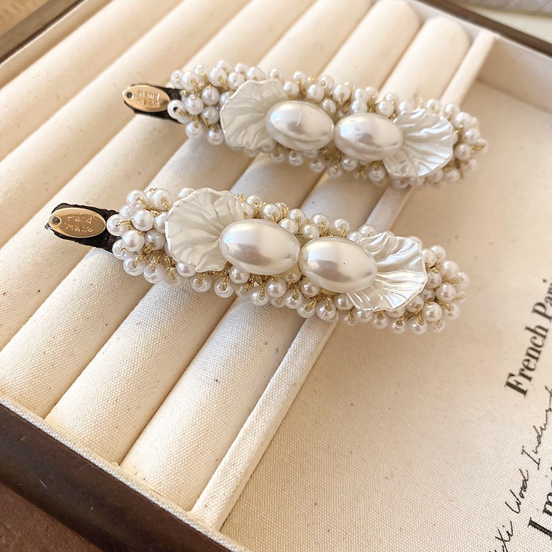 Ngọc Trai Đơn Giản handmade Kẹp Tóc Pháp Thanh Lịch Tính Khí Nổ Bên Mỏ Vịt Kẹp Thời Trang Đa Năng Kẹp Tóc Phụ Kiện Tóc Cho Nữ