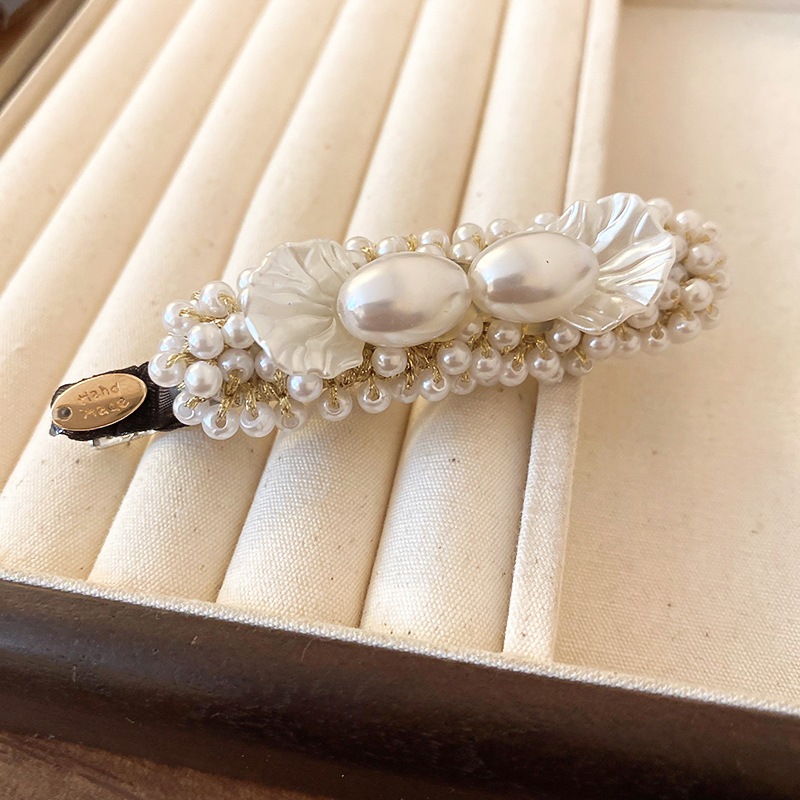 Ngọc Trai Đơn Giản handmade Kẹp Tóc Pháp Thanh Lịch Tính Khí Nổ Bên Mỏ Vịt Kẹp Thời Trang Đa Năng Kẹp Tóc Phụ Kiện Tóc Cho Nữ