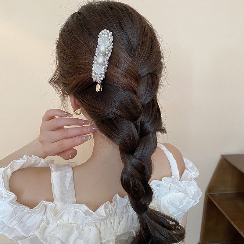 Ngọc Trai Đơn Giản handmade Kẹp Tóc Pháp Thanh Lịch Tính Khí Nổ Bên Mỏ Vịt Kẹp Thời Trang Đa Năng Kẹp Tóc Phụ Kiện Tóc Cho Nữ