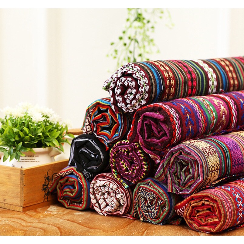 Làn Sóng Dân Tộc In Vải Lanh Cotton Sofa Rèm Vải Khăn Trải Bàn Handmade Diy Vải May Gối Và Túi Chất Liệu 50 * 150cm TJ1389