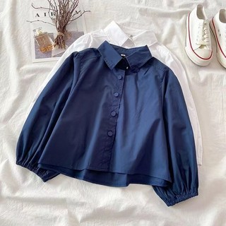 Áo Sơ Mi Tay Phồng Phong Cách Hàn Quốc baju baju wanita Lenan panjang
