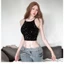 Klalien Mùa Hè Mới Nữ Hot Girl Blingbling Dây Đeo Xe Tăng Nhỏ Top Dây Xích Cao Cấp Ngắn Top