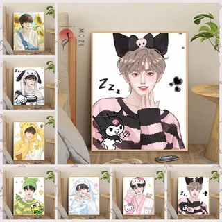 MOZI✨30 * 40cm / 40 * 50cm TNT Times Youth League ban nhạc nam diy tranh tô màu theo số tranh số hóa tranh sơn dầu số hoá sơn acrylic  Kỹ Thuật Số Tranh Sơn Dầu Sơn Màu Tranh Tay Tranh Làm Đầy Tranh Vẽ Tay Tranh Sơn Dầu Trang Trí