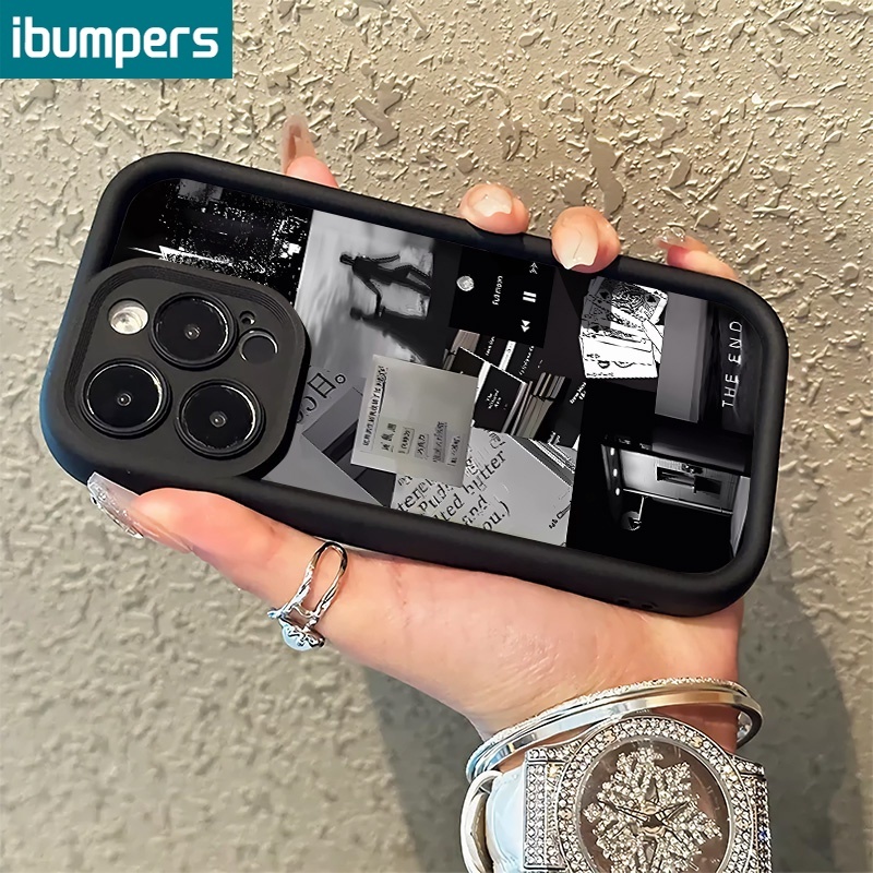 ibumpers Ốp Điện Thoại Iphone Đẹp Thời Trang Đen Hoạ Tiết Ốp lưng Dày Dặn Chống Rơi Silicone Mềm Chống Bẩn Chống Sốc Cho Iphone 15 14 12 13 11 Pro Max 7 8 Plus X Xs XR Xs Max