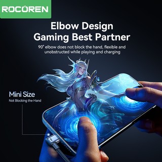 Cáp dữ liệu sạc nhanh Rocoren 60W / 100W Khuỷu tay 90 độ USB C sang Type C Cáp QC4.0 cho Samsung Xiao Huawei