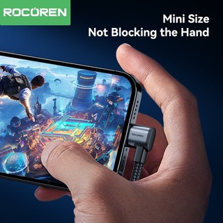 Cáp Rocoren USB sang Type C 3A 90 Độ Khuỷu Tay Sạc Nhanh Cáp Dữ Liệu Chơi Game Góc Phải Sạc Nhanh Cho Samsung Huawei Xiaomi