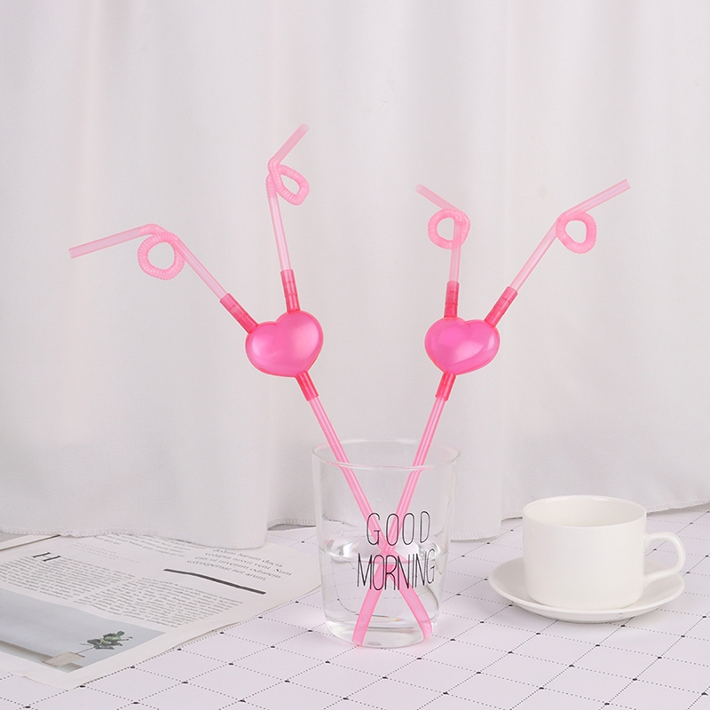 5 / 50 / 100 Chiếc Trái Tim Tình Yêu Đôi Ống Hút Linh Hoạt Độc Đáo Ống Hút Thanh Accessori