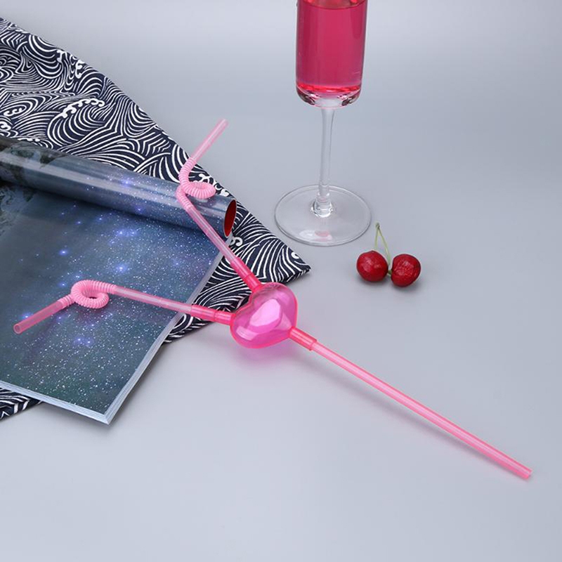 5 / 50 / 100 Chiếc Trái Tim Tình Yêu Đôi Ống Hút Linh Hoạt Độc Đáo Ống Hút Thanh Accessori