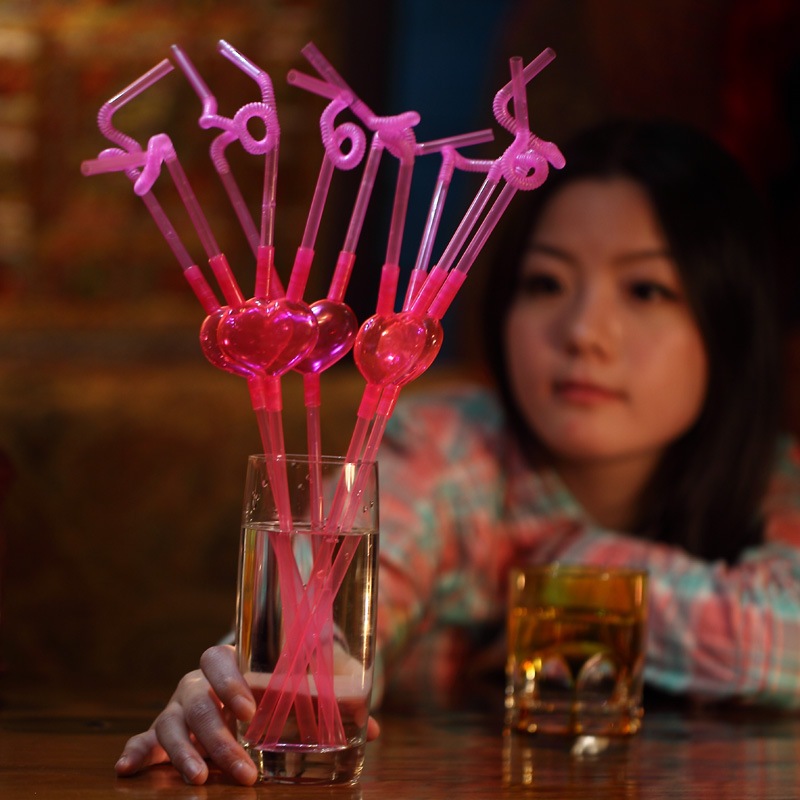 5 / 50 / 100 Chiếc Trái Tim Tình Yêu Đôi Ống Hút Linh Hoạt Độc Đáo Ống Hút Thanh Accessori