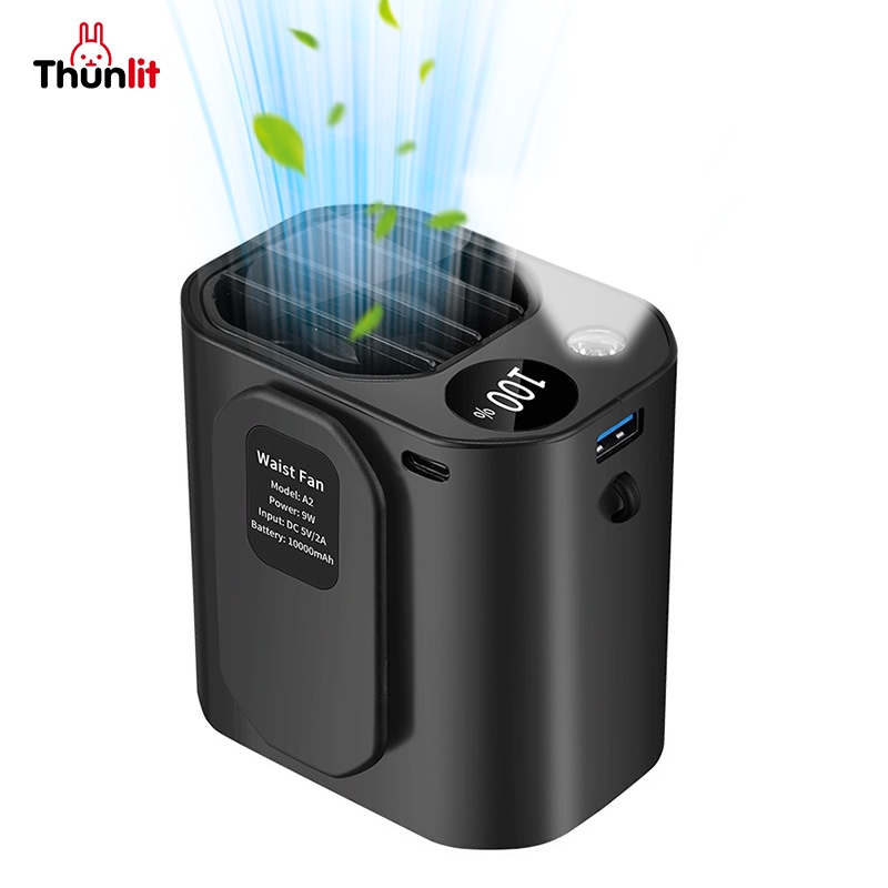 Ảnh Quạt thắt lưng di động Thunlit 10000mAh Quạt USB rảnh tay cầm tay Mini có thể đeo được Kẹp trên quạt Gió mạnh Sạc dự phòng 1