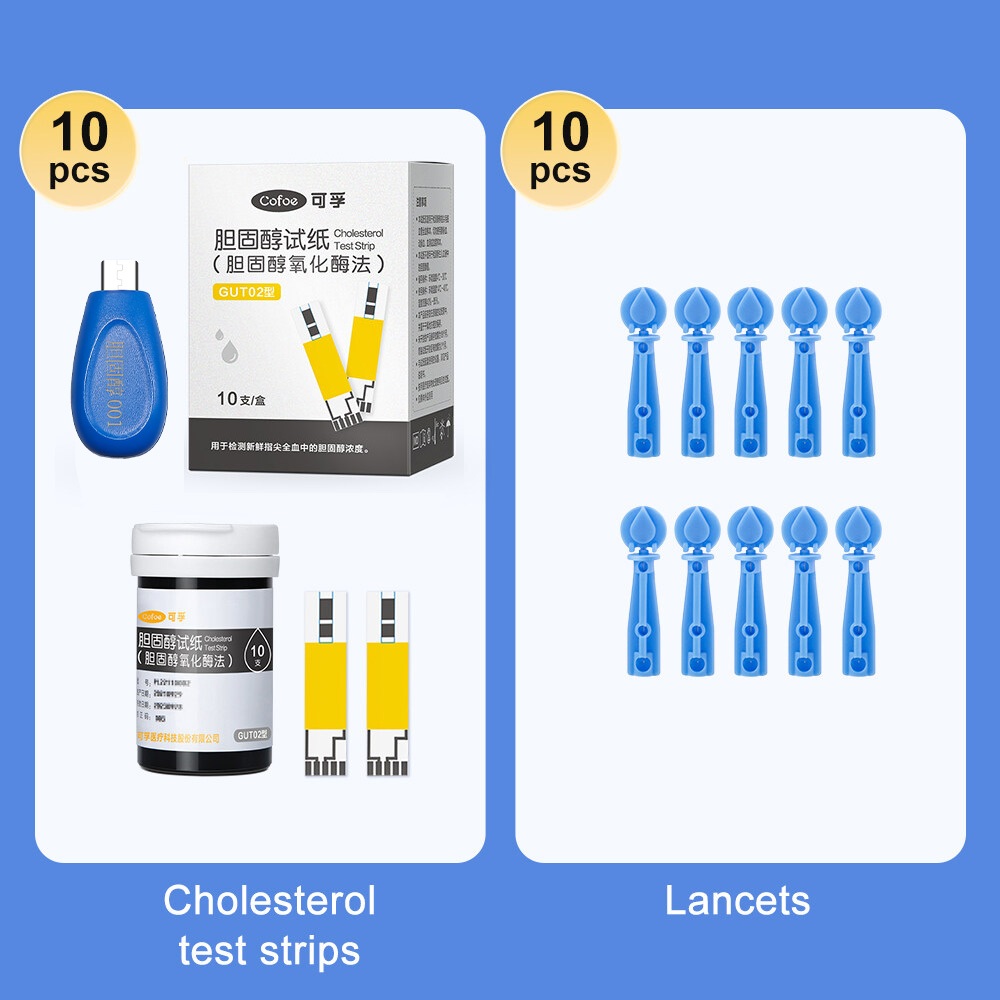 Ảnh Dải kiểm tra đường huyết Cofoe Cholesterol Uric Acid cho màn hình thử nghiệm đa chức năng 3 trong 1 với Lancet miễn phí 1
