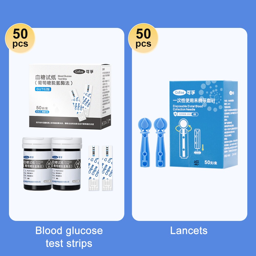 Ảnh Dải kiểm tra đường huyết Cofoe Cholesterol Uric Acid cho màn hình thử nghiệm đa chức năng 3 trong 1 với Lancet miễn phí 3