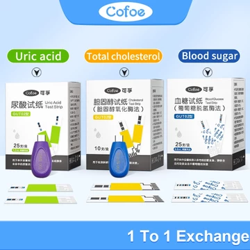 Dải kiểm tra đường huyết Cofoe Cholesterol Uric Acid cho màn hình thử nghiệm đa chức năng 3 trong 1 với Lancet miễn phí