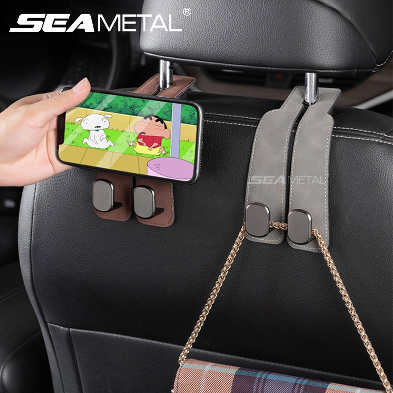 Móc treo ô tô SEAMETAL Ghế Ô Tô Tựa Đầu Móc Đa Năng Móc Treo Lưu Trữ Tổ Chức Đa Năng Cho Túi Xách Ví Áo Khoác Xe Ô Tô Màu Đen
