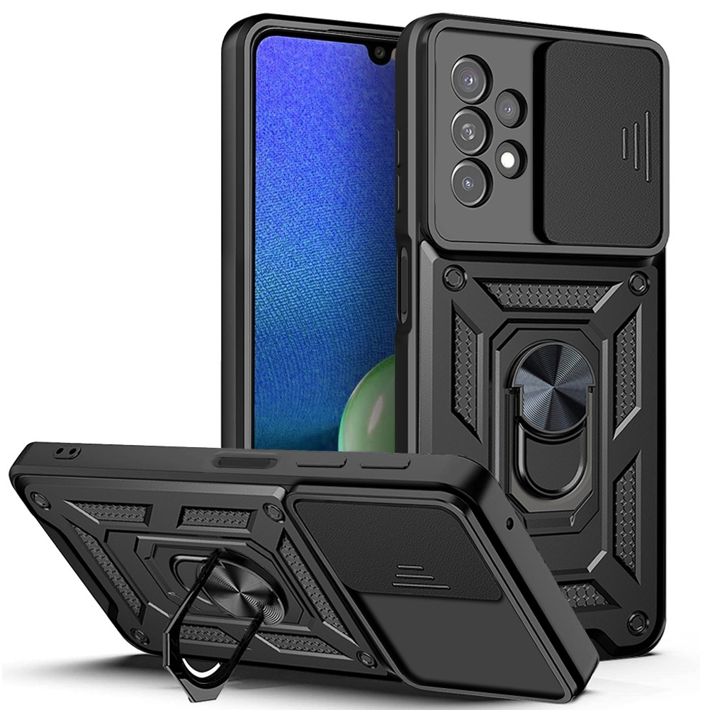 Ốp lưng áo giáp máy ảnh trượt Samsung Galaxy A55 A54 A53 A52 A52S A05 A05S A51 A35 A25 A15 5G 4G Vỏ khung từ tính Vỏ bọc toàn bộ ống kính