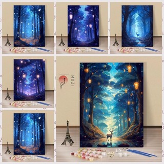 MOZI✨30 * 40cm / 40 * 50cm phong cảnh rừng tranh tô màu theo số tranh số hóa tranh sơn dầu số hoá