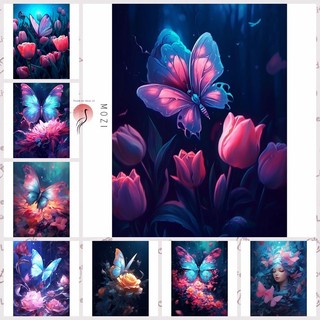 MOZI✨30 * 40cm / 40 * 50cm hoa hồng bướm tranh tô màu theo số tranh số hóa tranh sơn dầu số