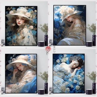 MOZI✨30 * 40cm / 40 * 50cm phong cách châu Âu tranh tô màu theo số tranh số hóa tranh sơn dầu số hoá Da Sữa Công Chúa Sơn Dầu Kỹ Thuật Số Tự Làm Tranh Handmade Tô Màu Tranh Acrylic Phong Cách Châu Âu Tranh Kỹ Thuật Số