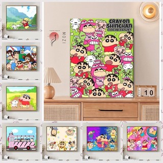 MOZI✨30 * 40cm / 40 * 50cm Crayon Shin-Chan tranh tô màu theo số tranh số hóa tranh sơn dầu số hoá Sơn Dầu Kỹ Thuật Số Sơn Màu Tranh Tay Tranh Tranh Hoạt Hình Tranh Kỹ Thuật Số