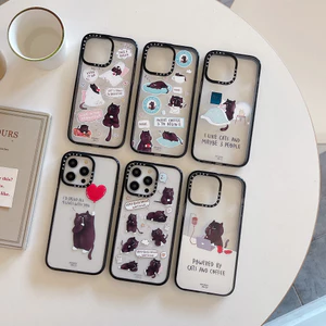 Ốp điện thoại hình mèo đen dễ thương CASETIFY cho iphone 16 Pro Max 15 Pro Max 15 Plus 14 Pro Max 14Plus i14 13 Pro Max i11 i13 13pro 12 Pro Max Vỏ bảo vệ Acrylic