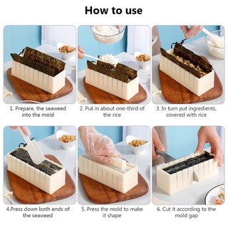 Khuôn nhựa làm cơm cuộn sushi kimbap hình tròn, hình vuông, trái tim【Chiosala12】