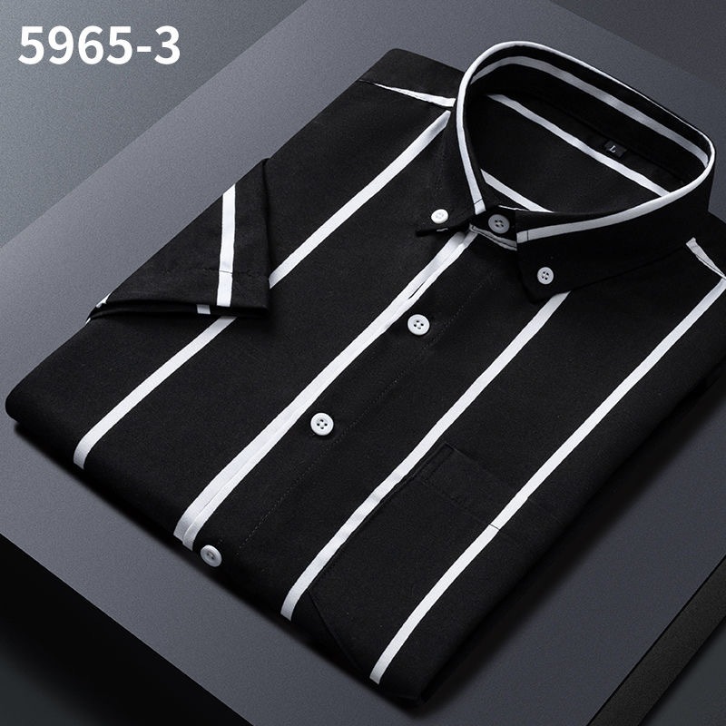 Áo Sơ Mi Nam Sọc Thời Trang Công Sở Áo Sơ Mi Tay Ngắn Nút Cotton Xuống Áo Sơ Mi Thường Ngày