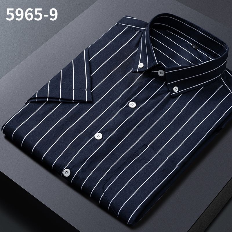 Áo Sơ Mi Nam Sọc Thời Trang Công Sở Áo Sơ Mi Tay Ngắn Nút Cotton Xuống Áo Sơ Mi Thường Ngày
